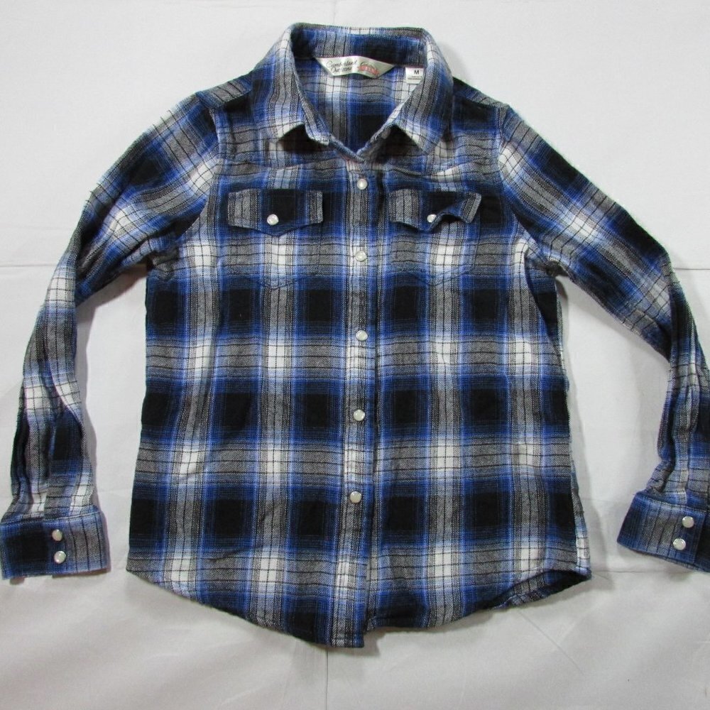 Cumberland Outfitters Ely Cattleman Girl's Medium Long Sleeve Plaid Flannel Shir